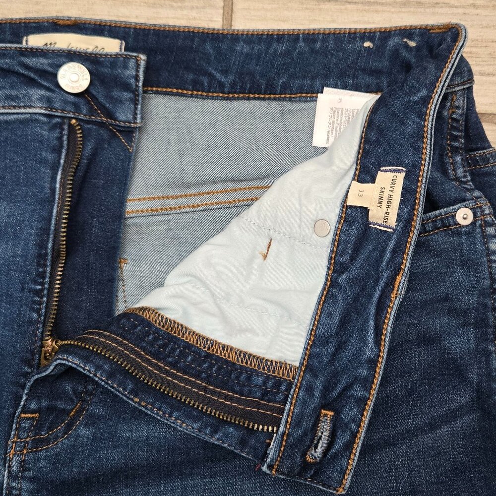 Madewell Curvy High Rise Skinny Jeans Women Stretch Denim Whisker Faded 33 - Picture 5 of 8